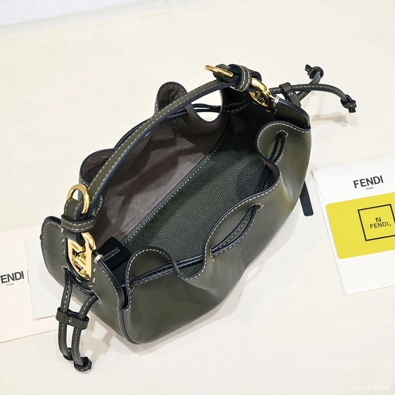 Cheap HOT Green Bag Fendi Mini Pomodorino In Calf Bucket Leather 0717